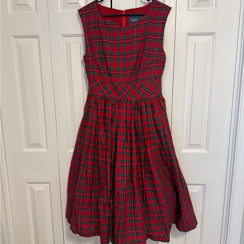Modcloth Plaid Holiday Dress